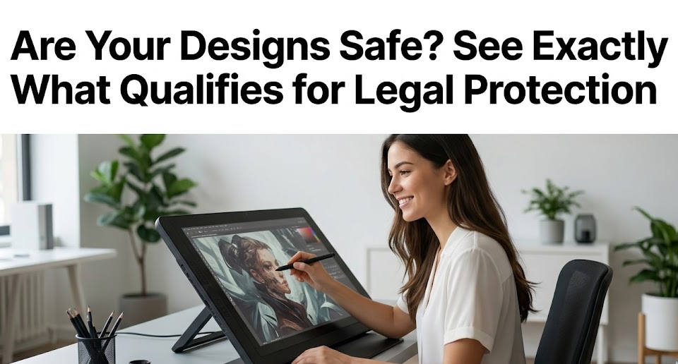 A digital artist demonstrating a legally protected copyright artwork example on a drawing tablet.