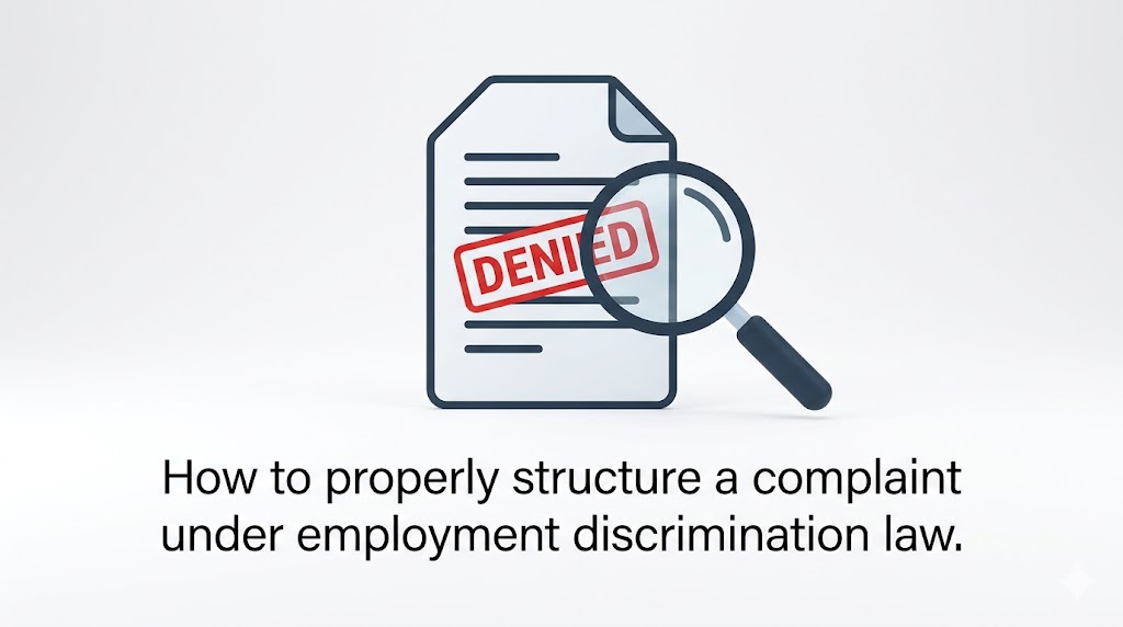 How to properly structure a complaint under employment discrimination law.