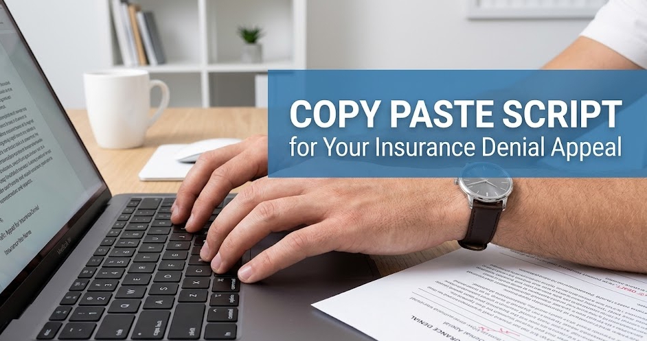 The exact copy and paste script template to use for your Insurance Denial Appeal letter.