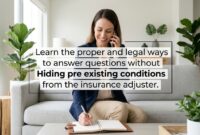 Learn the proper and legal ways to answer questions without Hiding pre existing conditions from the insurance adjuster.